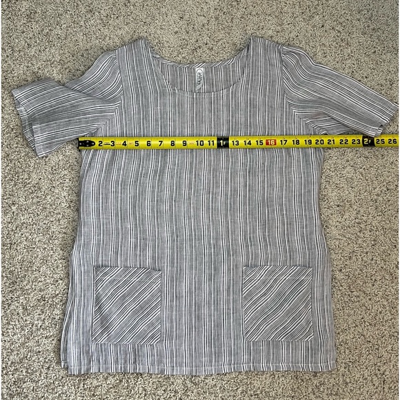 Carla Mink Gray & White Striped Linen Tunic - Picture 5 of 6